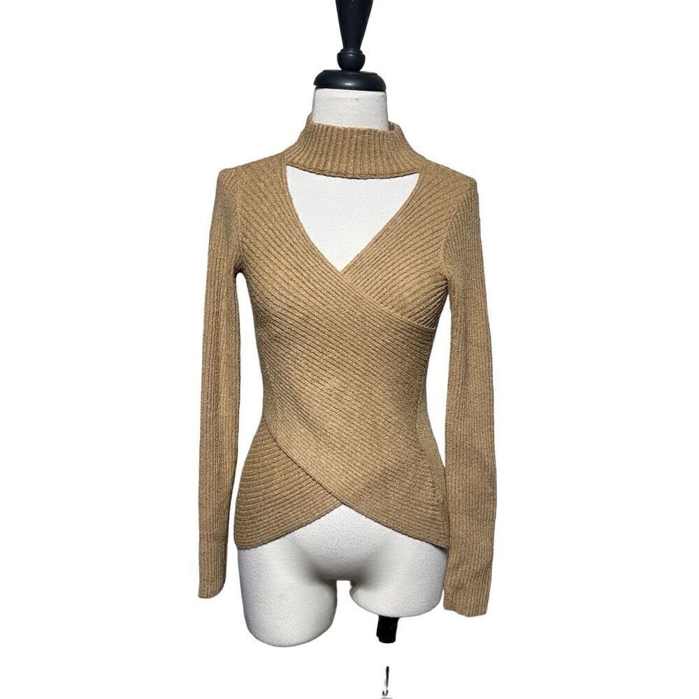 ASTR Tan Sexy Fitted Turtleneck Ling Sleeve Sweater Size XS
